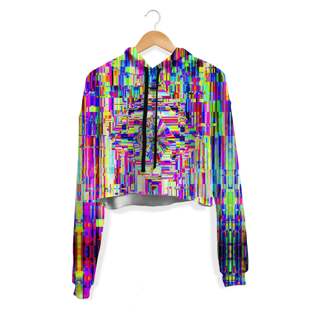 ABSTRACT GLITCH CROP HOODIE