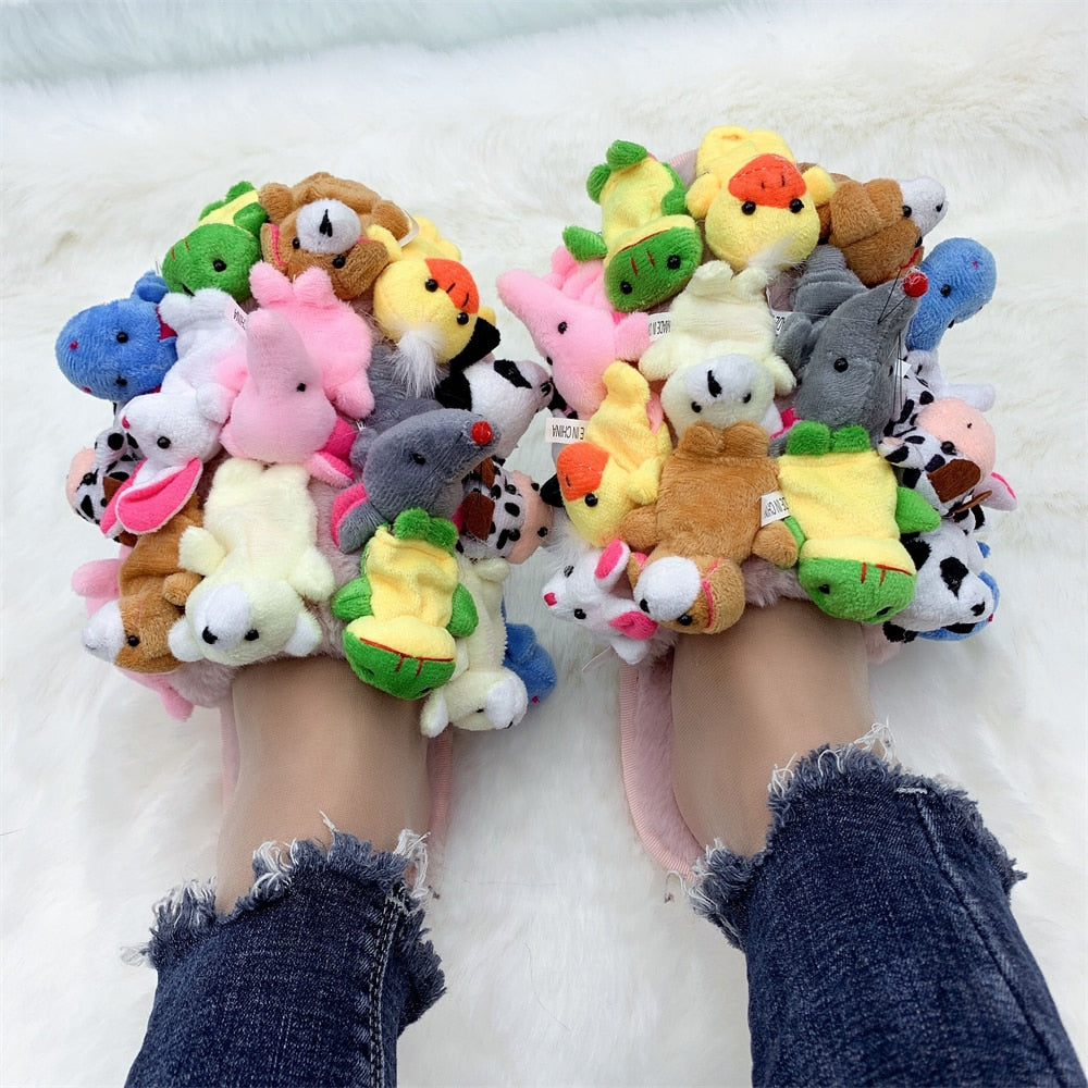 FURRY TEDDY BEAR SLIDES