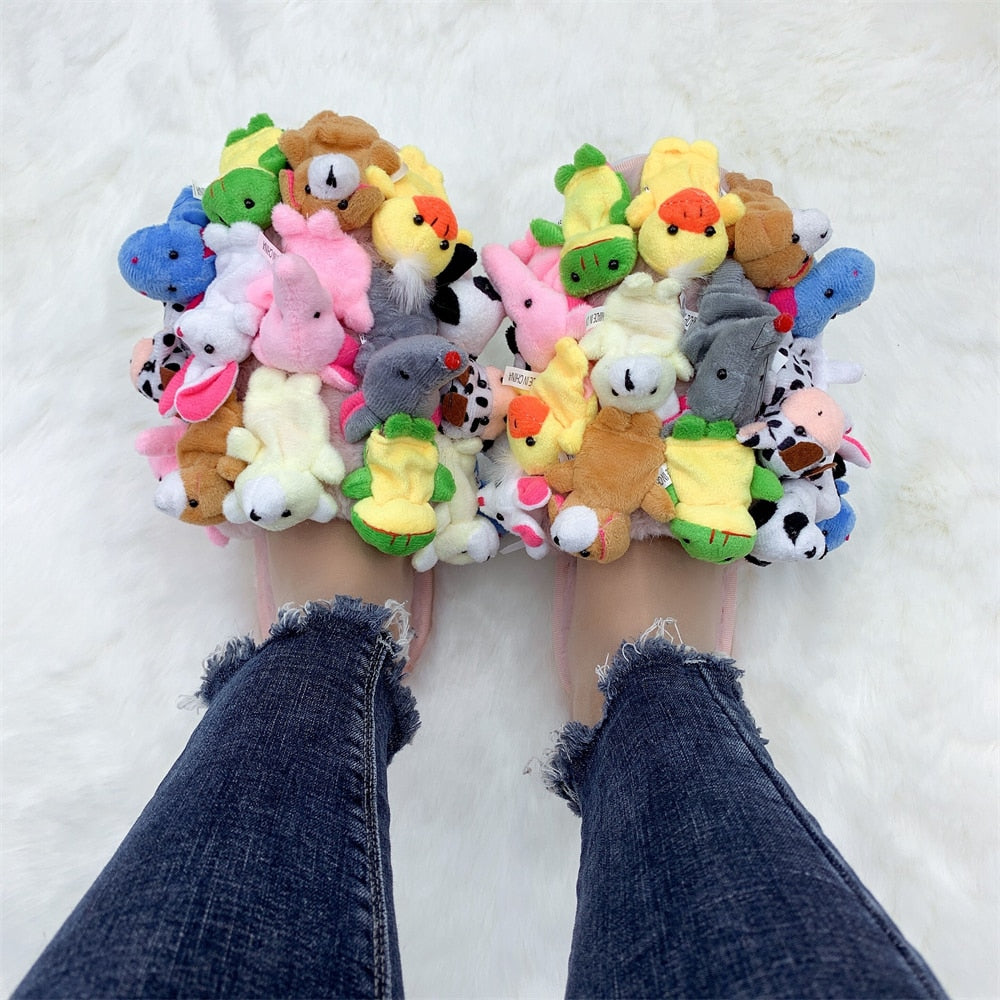 FURRY TEDDY BEAR SLIDES