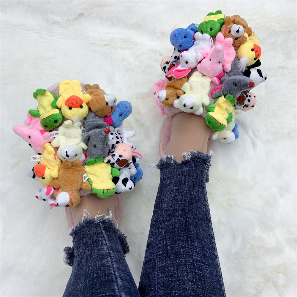 FURRY TEDDY BEAR SLIDES