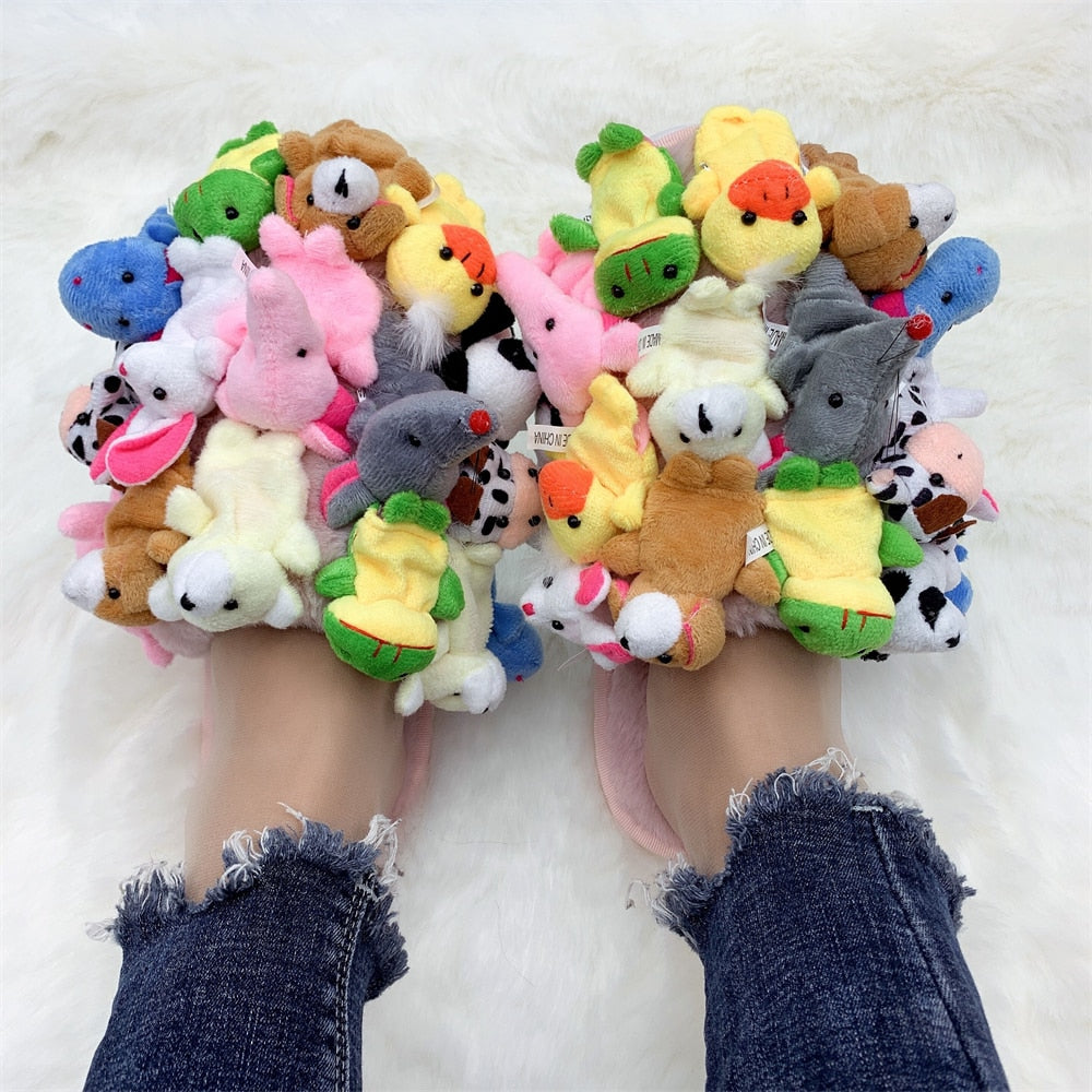 FURRY TEDDY BEAR SLIDES