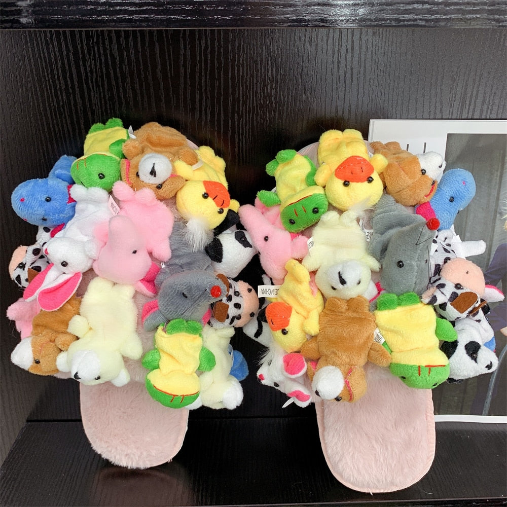 FURRY TEDDY BEAR SLIDES