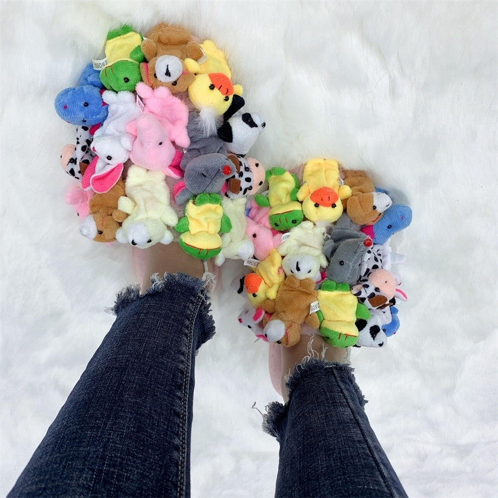 FURRY TEDDY BEAR SLIDES