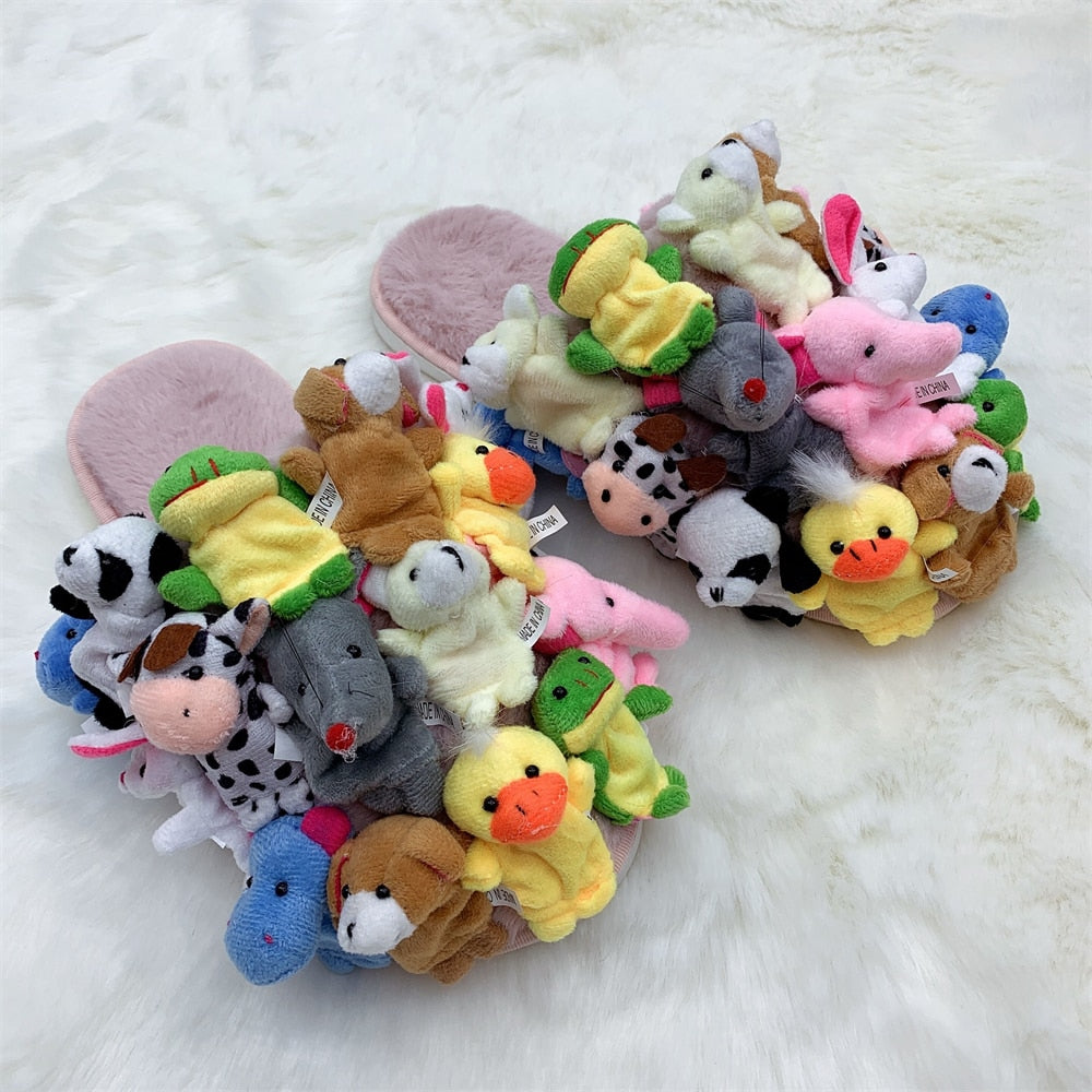 FURRY TEDDY BEAR SLIDES