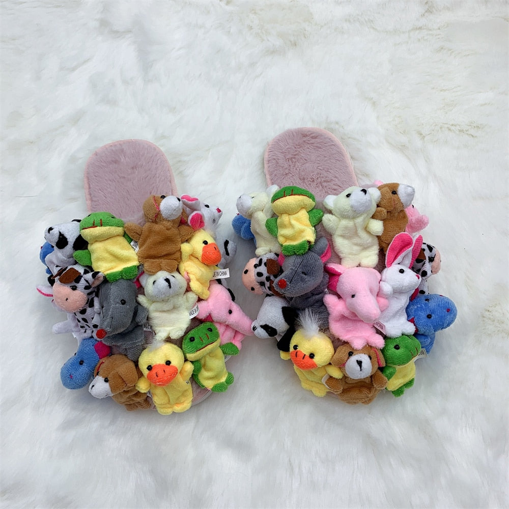 FURRY TEDDY BEAR SLIDES