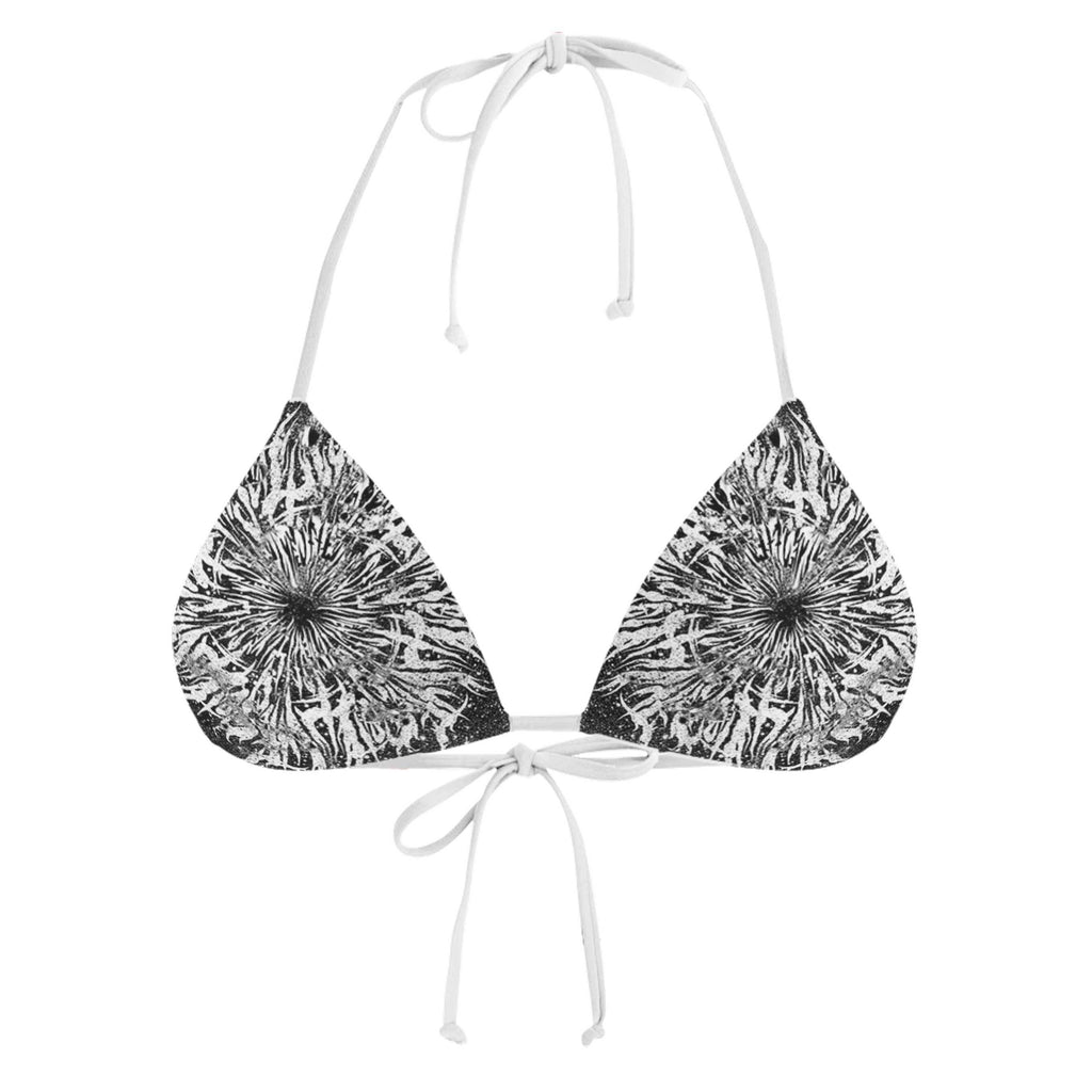 DARK GRIME MANDALA WHITE STRING BIKINI TOP