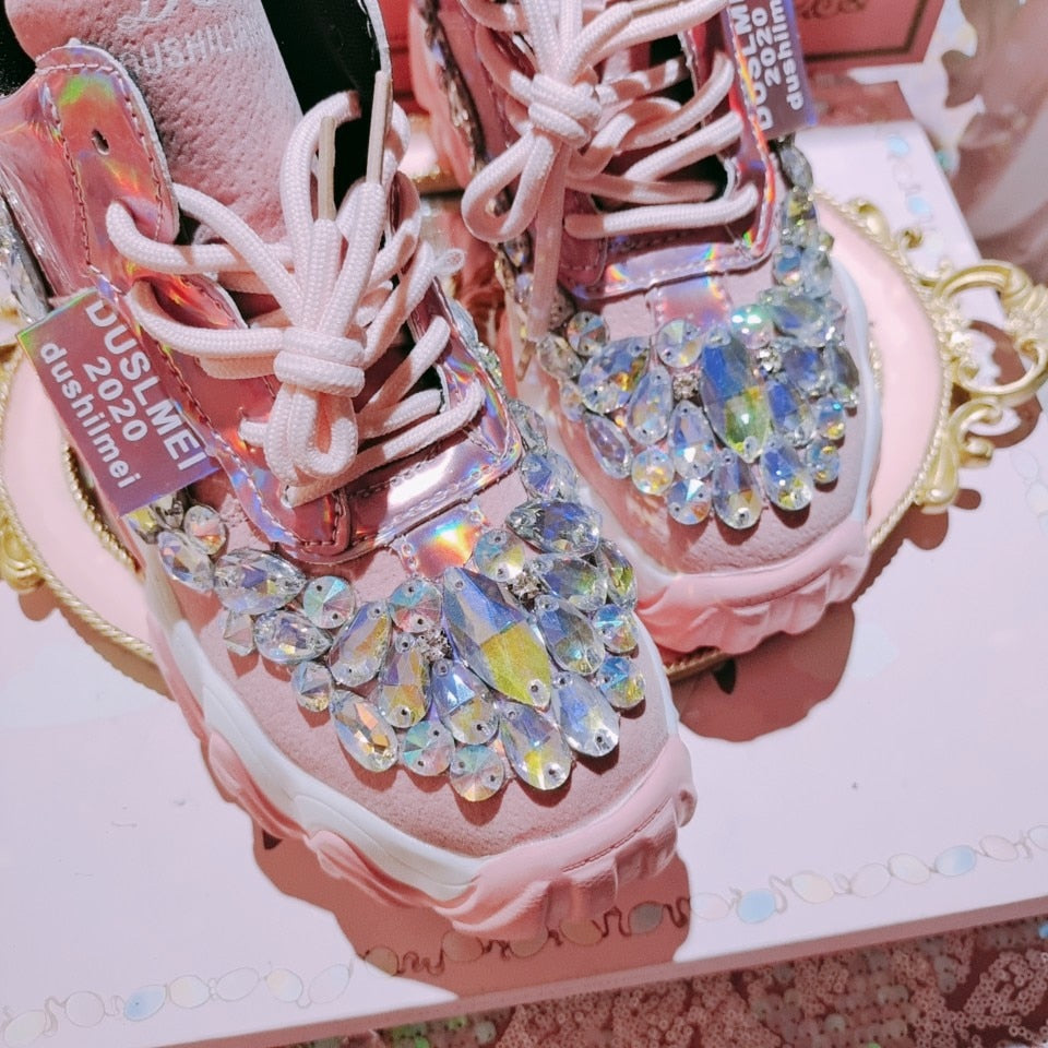 RHINESTONE WEDGE SNEAKERS