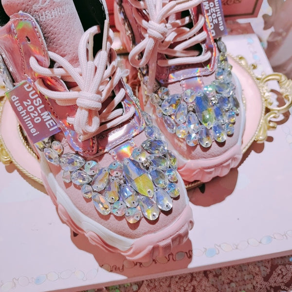 RHINESTONE WEDGE SNEAKERS