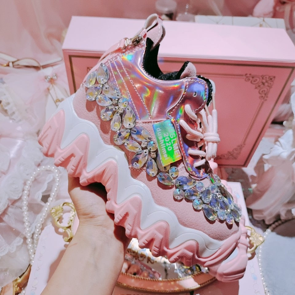 RHINESTONE WEDGE SNEAKERS