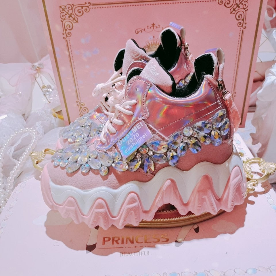 RHINESTONE WEDGE SNEAKERS