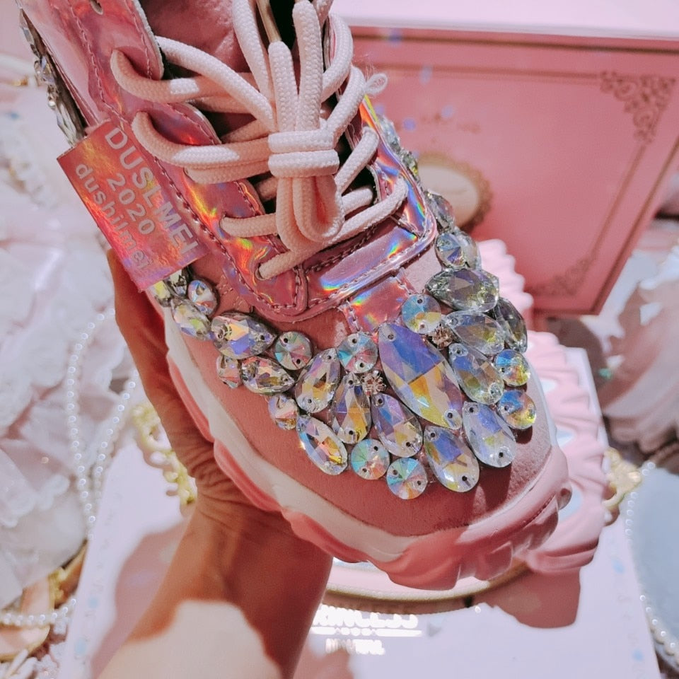 RHINESTONE WEDGE SNEAKERS