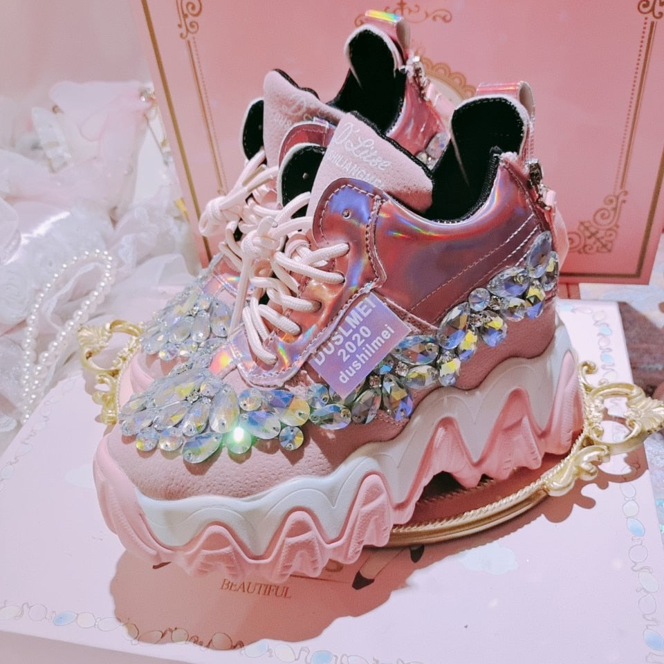 RHINESTONE WEDGE SNEAKERS