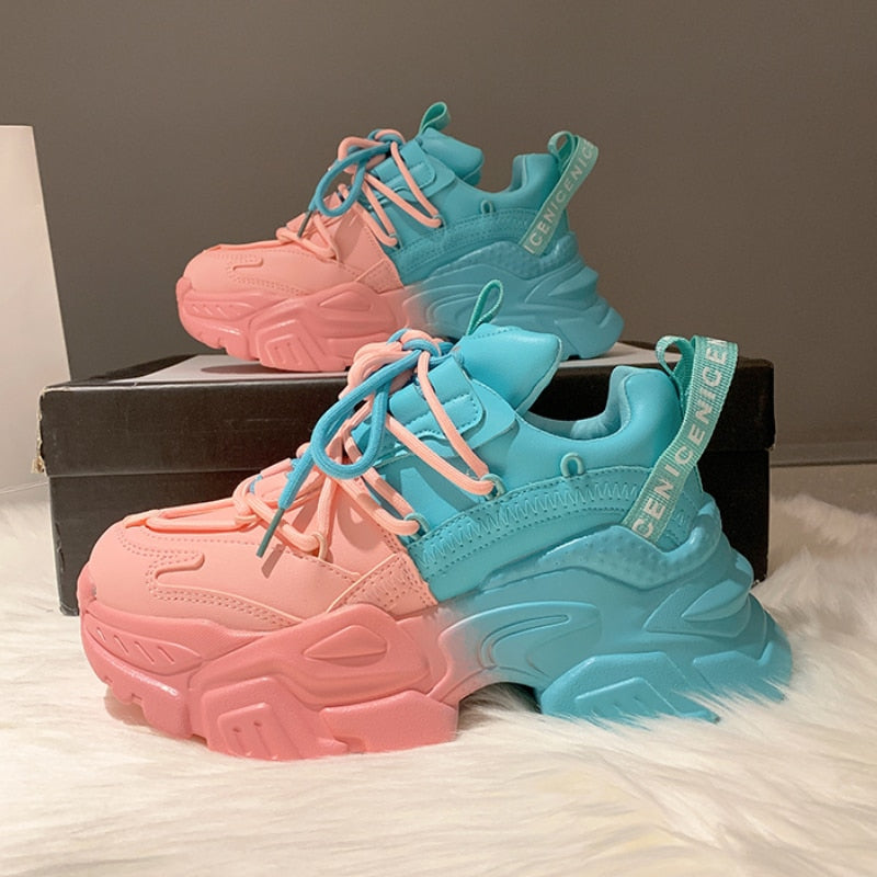 COTTON CANDY TWO TONE THICK BOTTOM SHOES