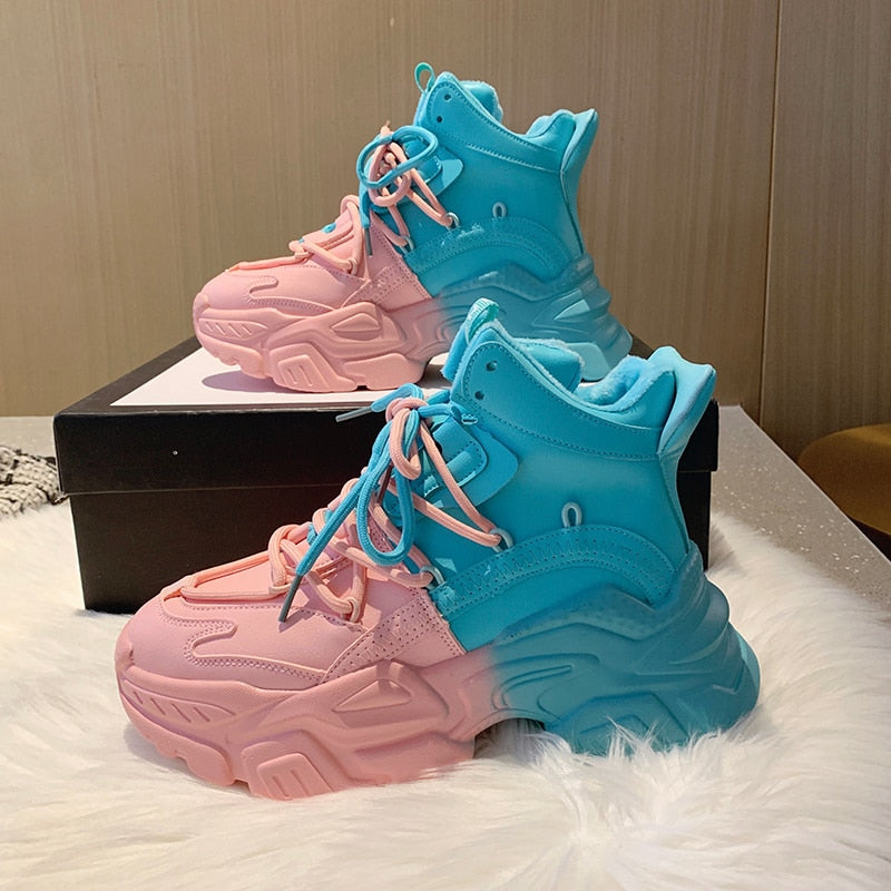 COTTON CANDY TWO TONE THICK BOTTOM SHOES