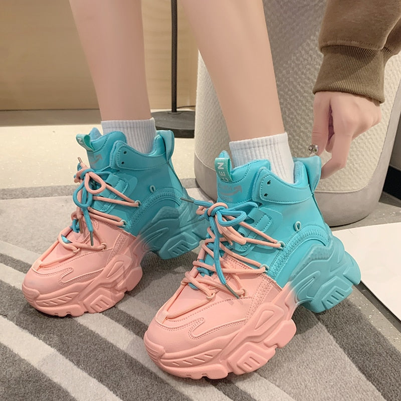 COTTON CANDY TWO TONE THICK BOTTOM SHOES