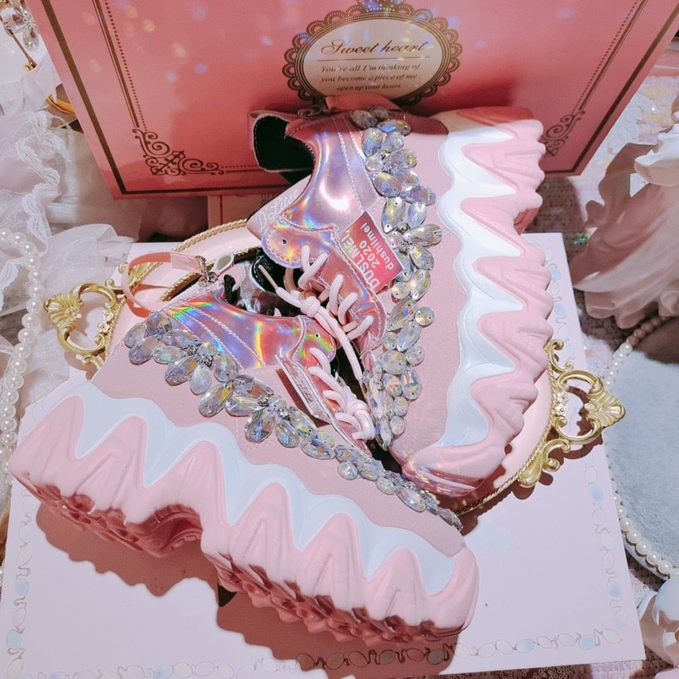 RHINESTONE WEDGE SNEAKERS