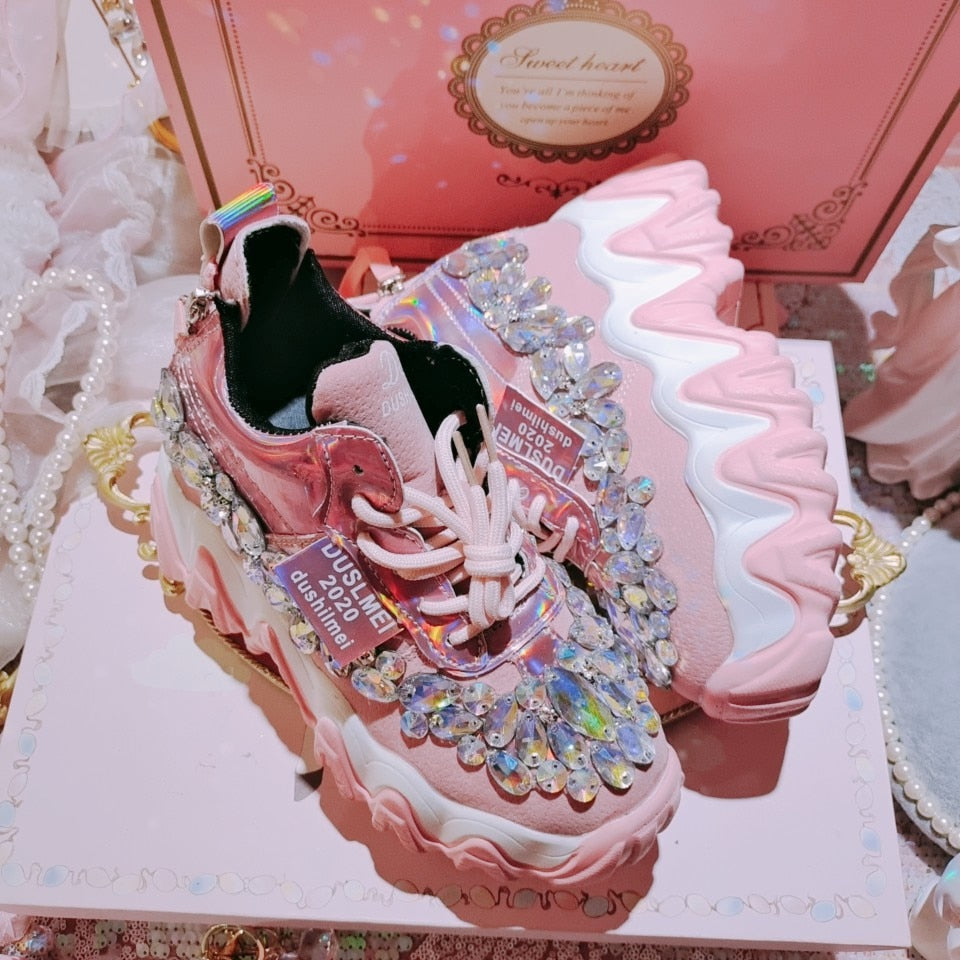 RHINESTONE WEDGE SNEAKERS