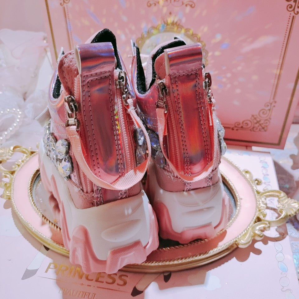 RHINESTONE WEDGE SNEAKERS