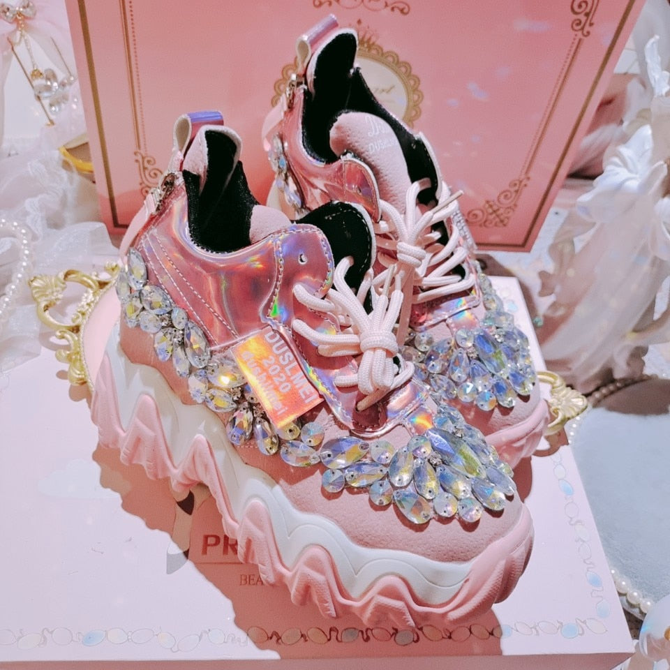 RHINESTONE WEDGE SNEAKERS