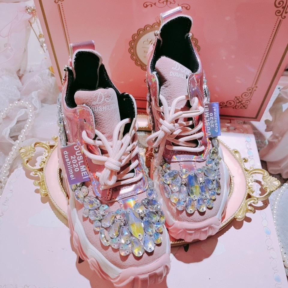 RHINESTONE WEDGE SNEAKERS