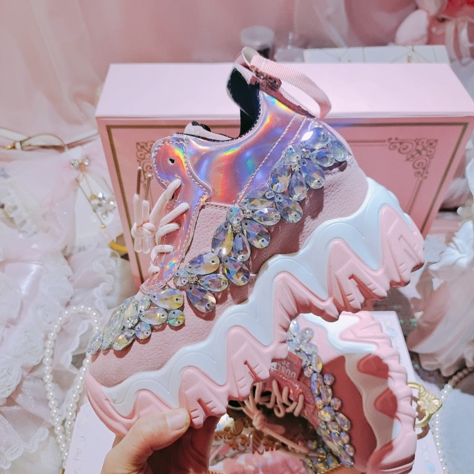 RHINESTONE WEDGE SNEAKERS