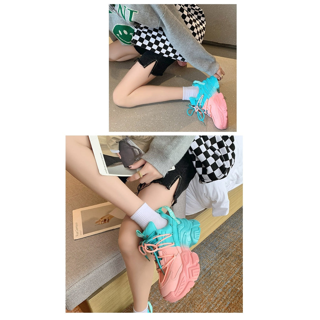 COTTON CANDY TWO TONE THICK BOTTOM SHOES