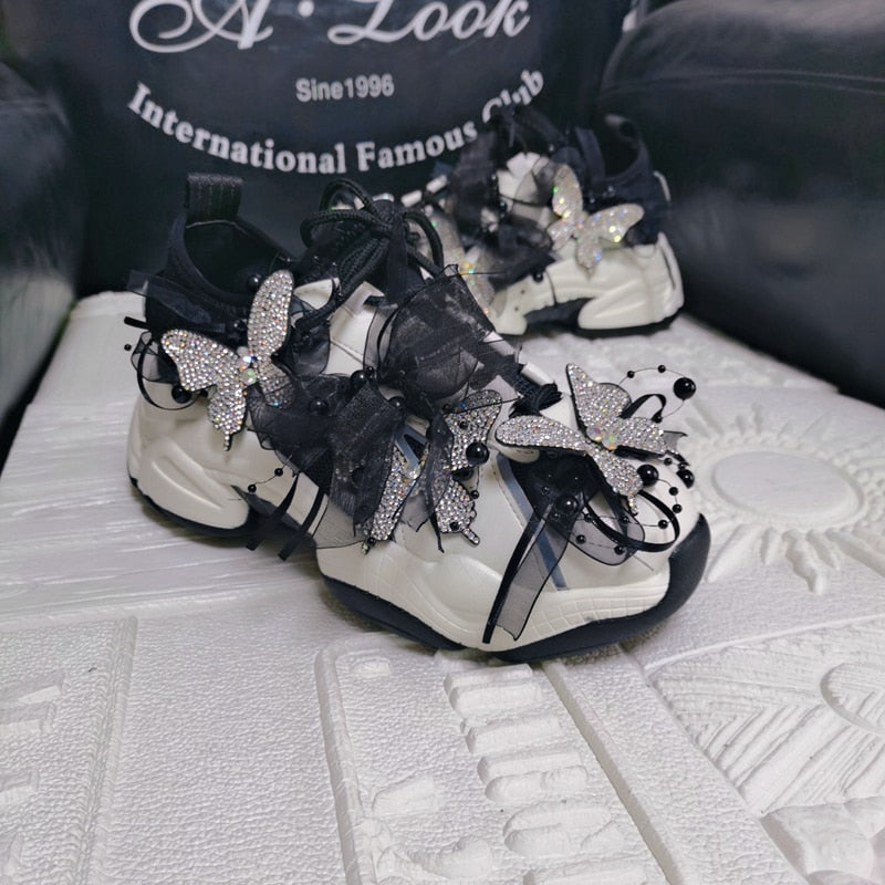 3D BUTTERFLY RHINESTONE PLATFORM SHOES