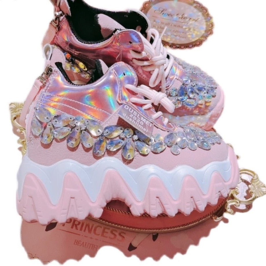 RHINESTONE WEDGE SNEAKERS
