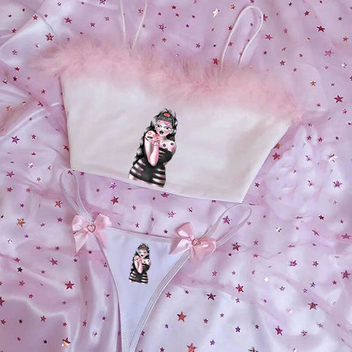 Y2K EMO GRAPHIC CROPPED TOP SET