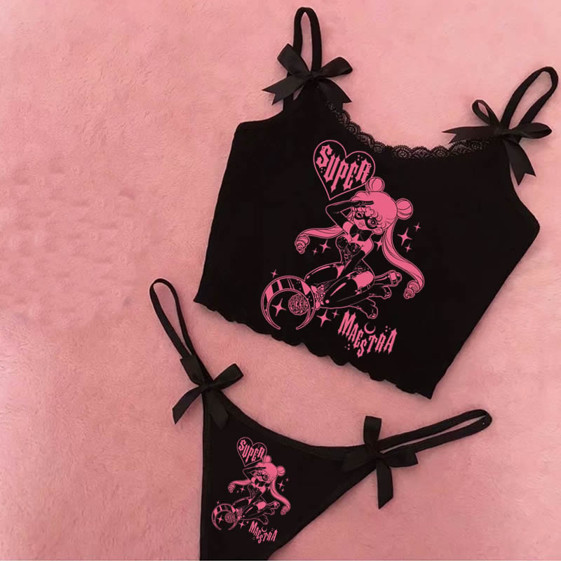 Y2K EMO GRAPHIC CROPPED TOP SET