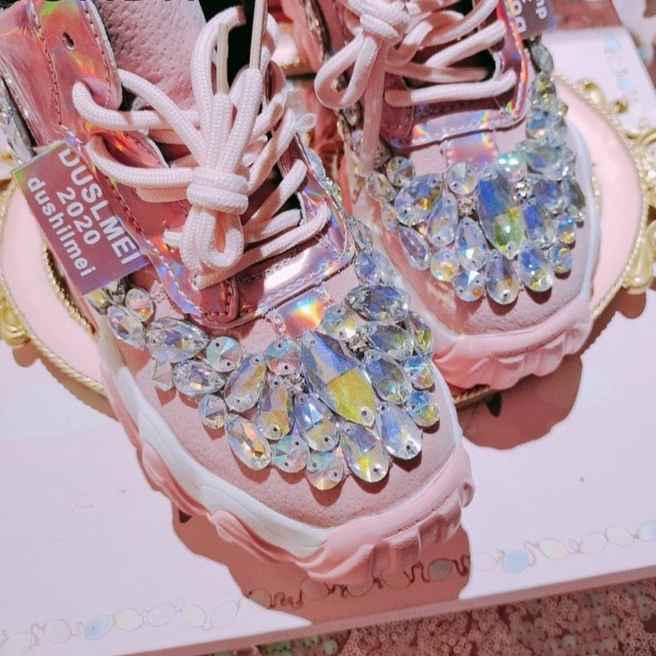 RHINESTONE WEDGE SNEAKERS