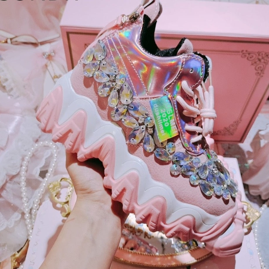 RHINESTONE WEDGE SNEAKERS