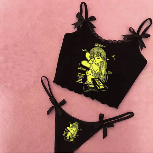 Y2K EMO GRAPHIC CROPPED TOP SET