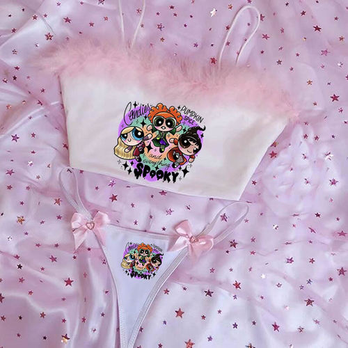 Y2K EMO GRAPHIC CROPPED TOP SET