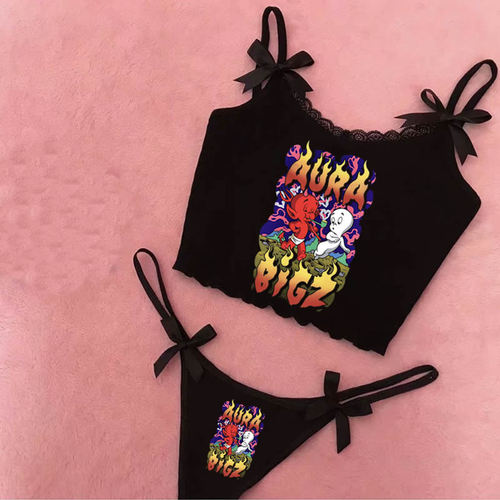 Y2K EMO GRAPHIC CROPPED TOP SET