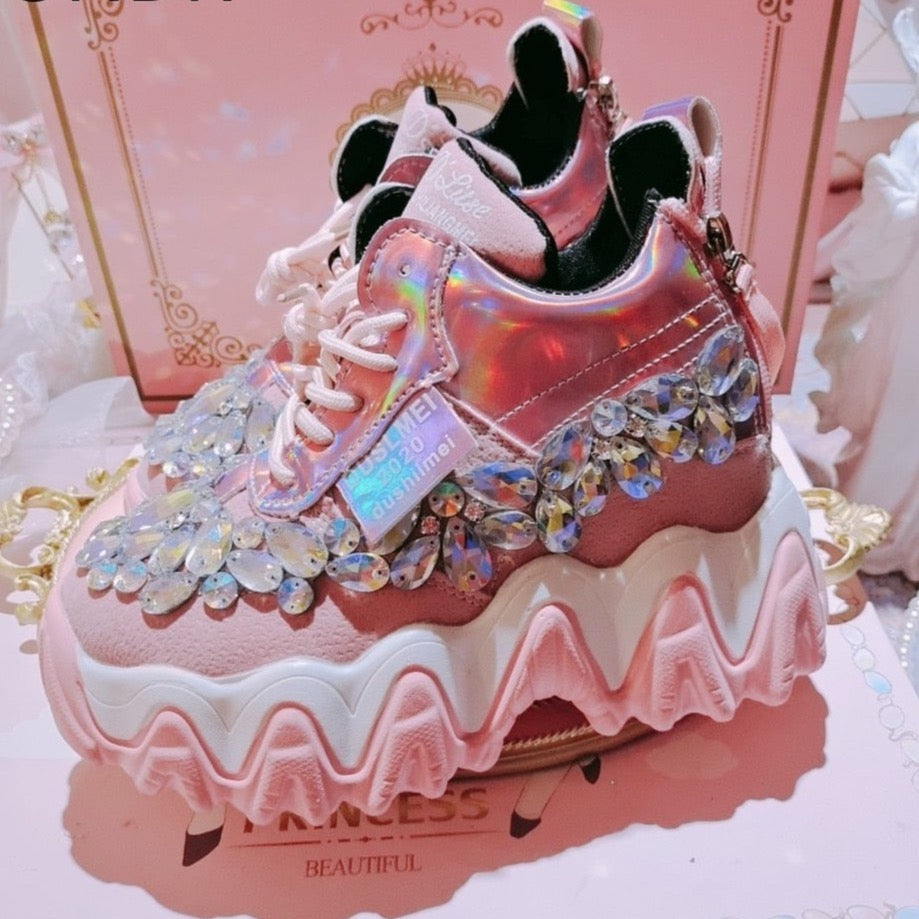 RHINESTONE WEDGE SNEAKERS