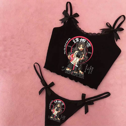 Y2K EMO GRAPHIC CROPPED TOP SET