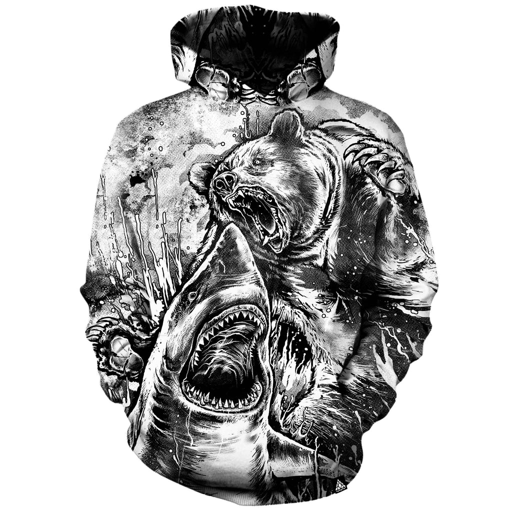 BEAR VS SHARK - BLACK AND WHITE HOODIE