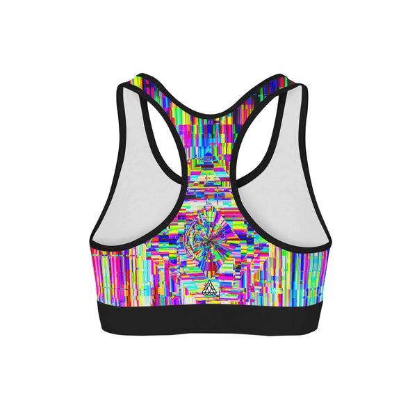 ABSTRACT GLITCH SPORTS BRA