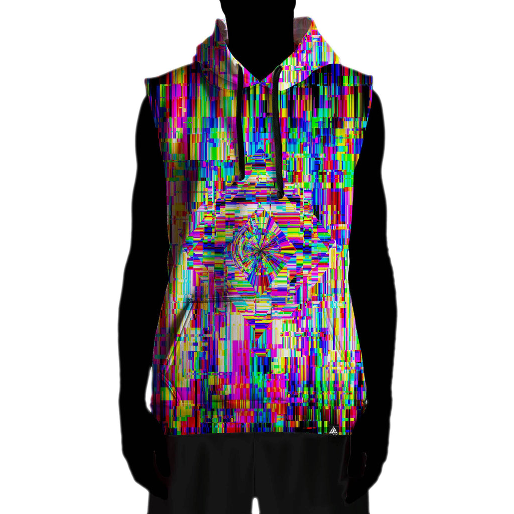 ABSTRACT GLITCH SLEEVELESS HOODIE