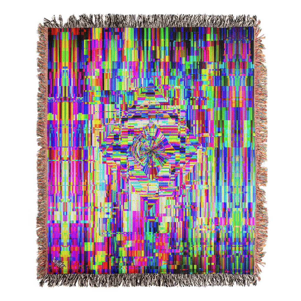 ABSTRACT GLITCH WOVEN  BLANKET