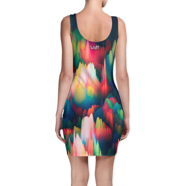ABSTRACT WAVES BODYCON DRESS