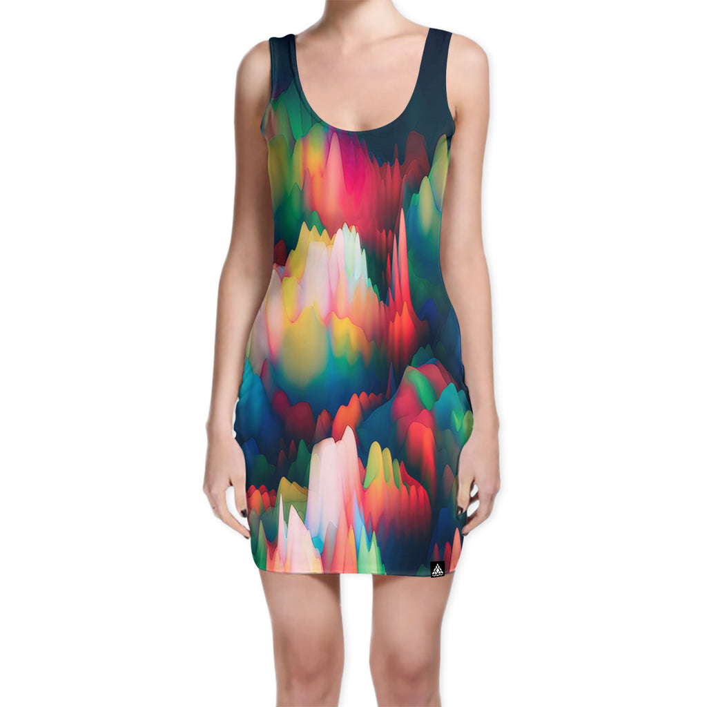 ABSTRACT WAVES BODYCON DRESS