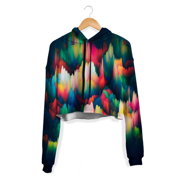 ABSTRACT WAVES CROP HOODIE