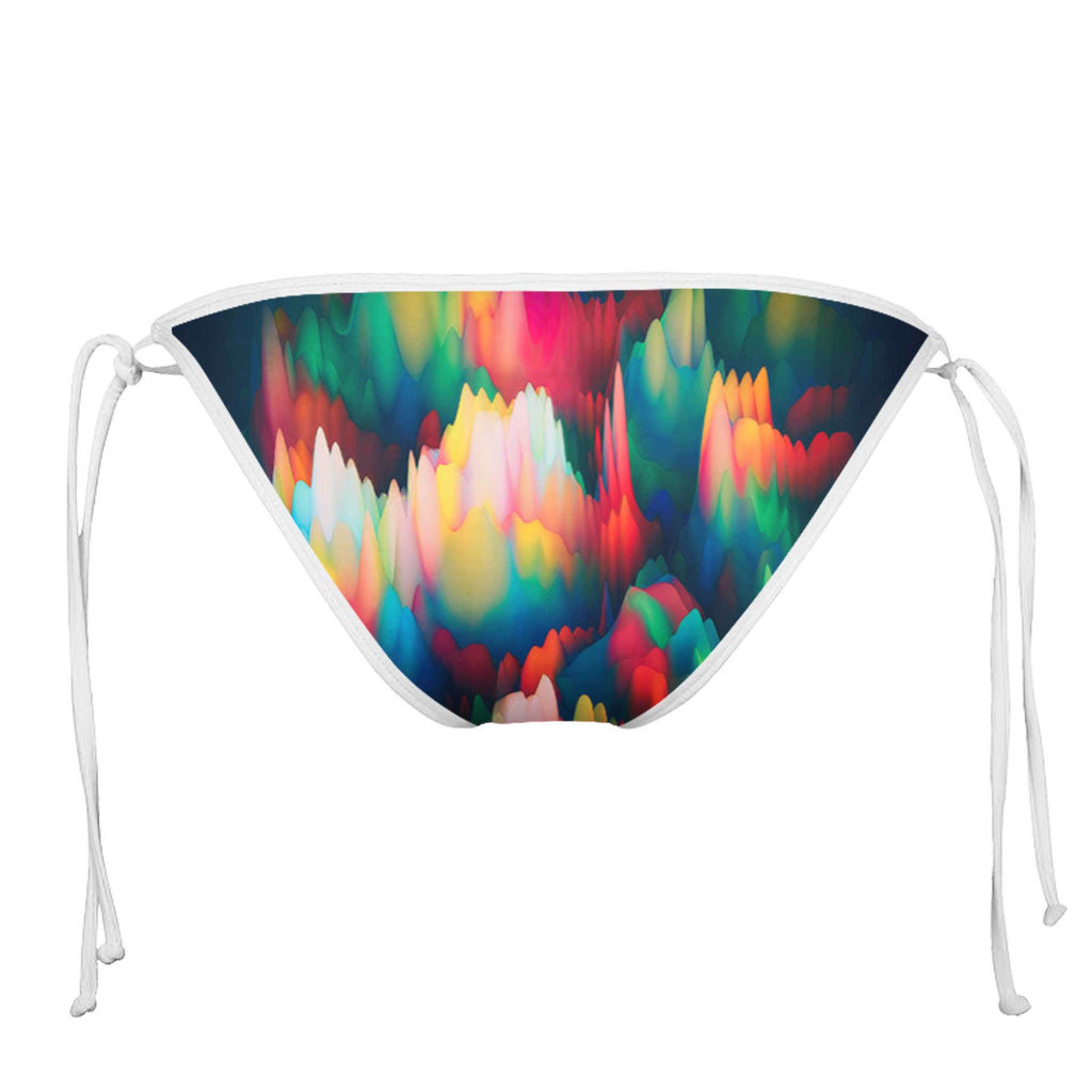 ABSTRACT WAVES WHITE STRING BIKINI BOTTOMS