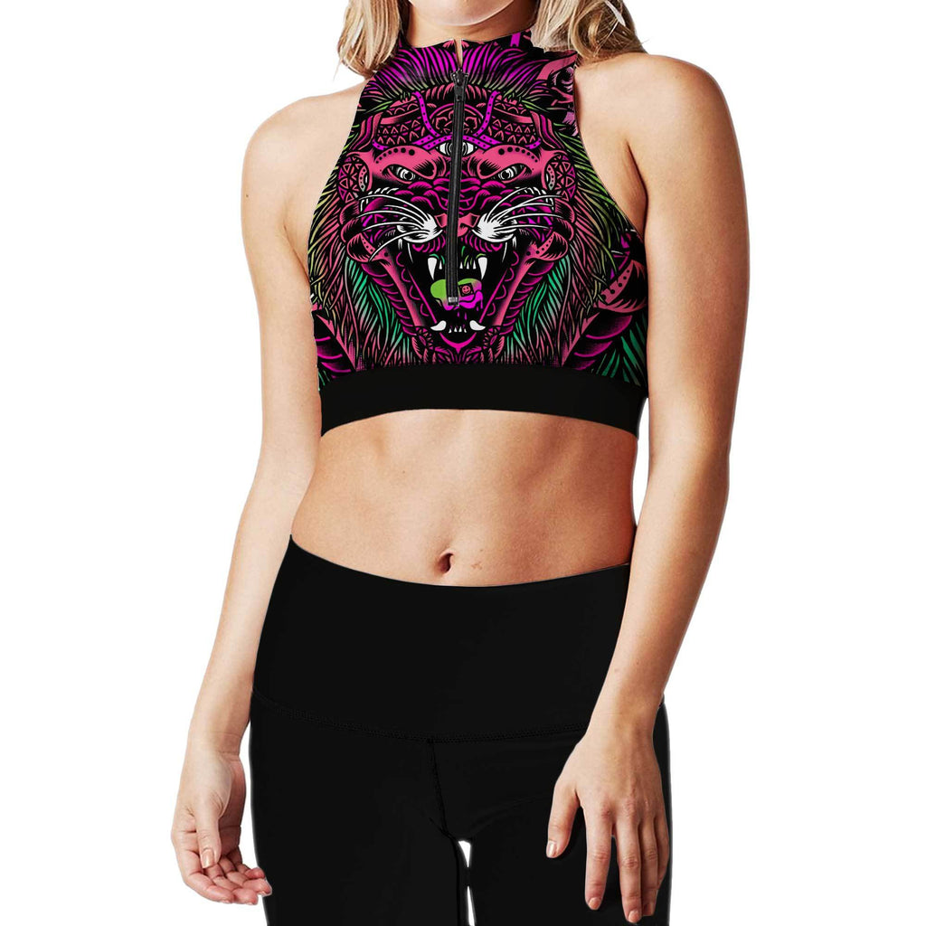 ACID TIGER PINK ZIP UP SPORTS BRA