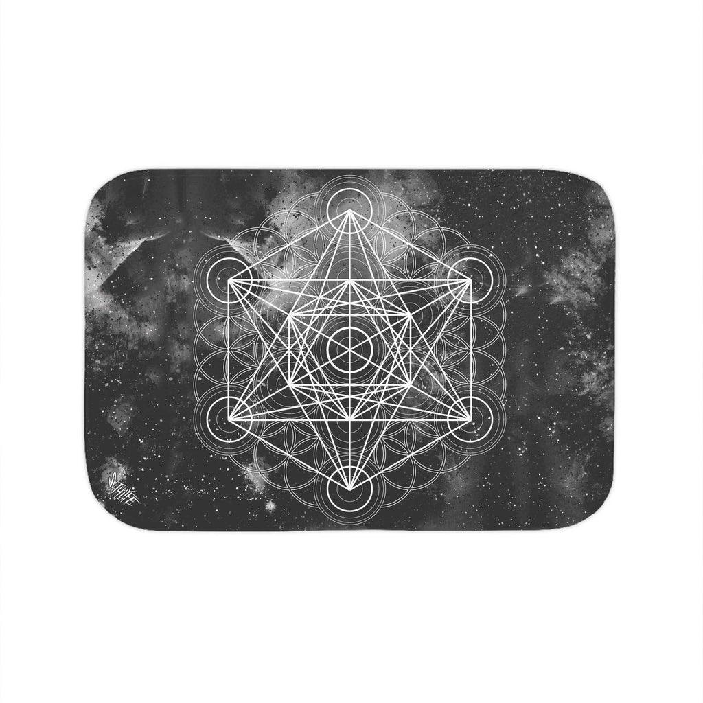 BLACK SPACE METATRONS CUBE BATH MAT