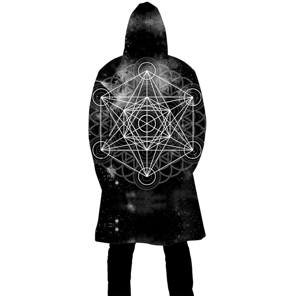 BLACK SPACE METATRONS CUBE ZIP UP CLOAK