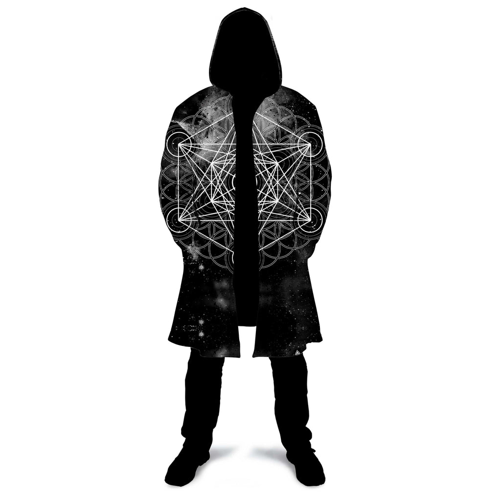 BLACK SPACE METATRONS CUBE ZIP UP CLOAK