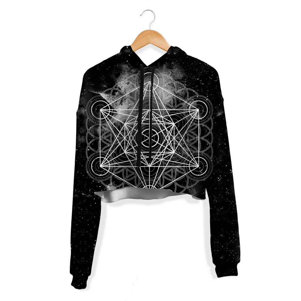 BLACK SPACE METATRONS CUBE CROP HOODIE